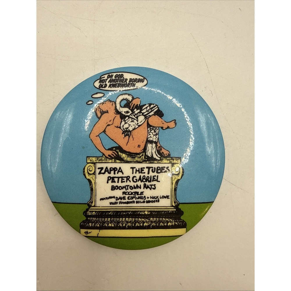 Knebworth Festival Concert Pin (1978, Pin Back) Zappa Tubes Peter Gabriel